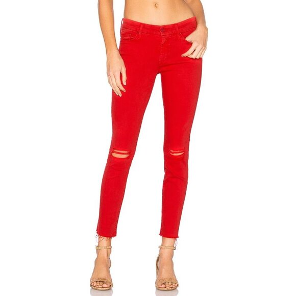 MOTHER Women's The Looker Ankle Fray Blow by Blow Size 27 In Firecracker - Picture 1 of 14